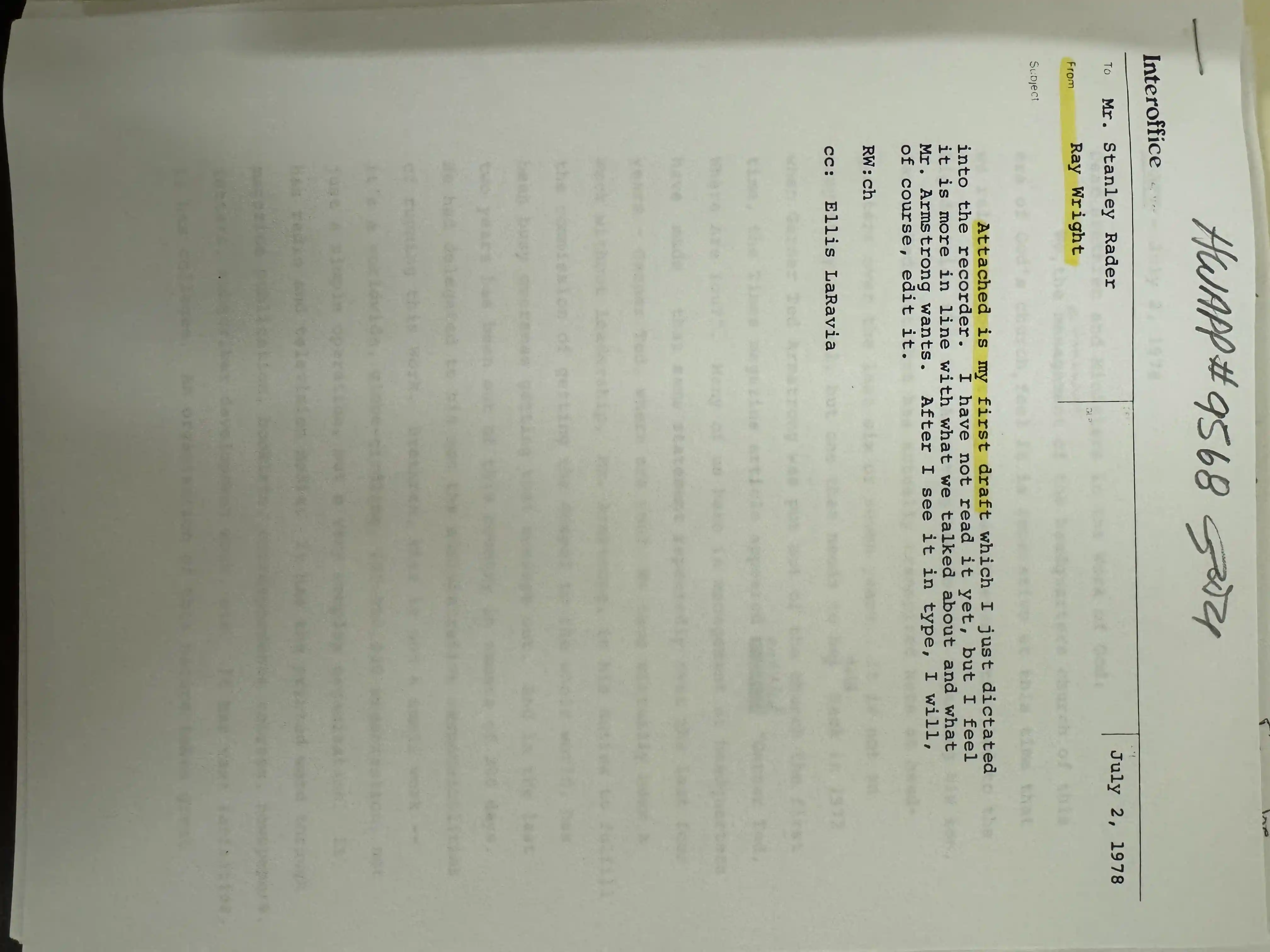 R Wright to S Rader, cover, 2July1978